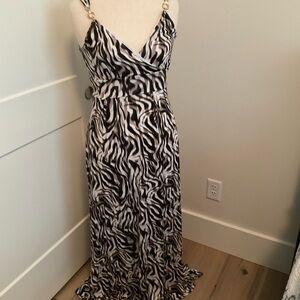 Jennifer Lopez Black and White Zebra Maxi Dress